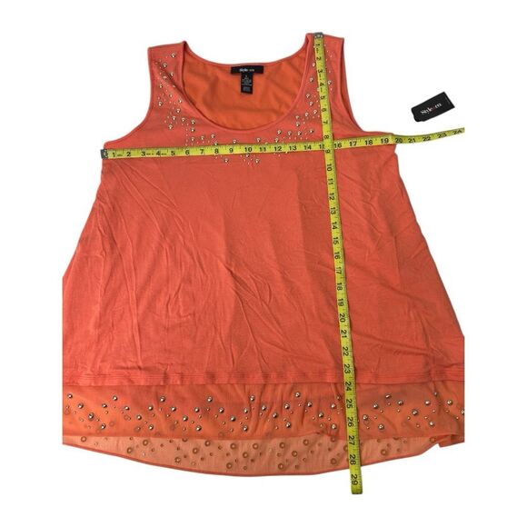 Style & Co Coral Tank Top‎ Chiffon Studded Hem Sz Large NEW - Picture 5 of 7